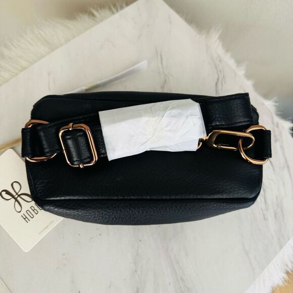 HOBO Fern Studded Leather Belt Bag Fanny Pack Crossbody, Black/Rose Gold NWT - Picture 10 of 15